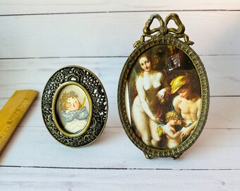 Vintage Ornate Photo Frame Made In Italy--Pair Of Mini Ornate Frames--Small Vintage Photo Frame