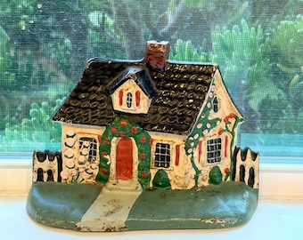 Vintage Cast Iron Figural Cottage Doorstop--Cast Iron Doorstop--Vintage House Shaped Door Stop--Vintage Doorstop--House Shaped Doorstop