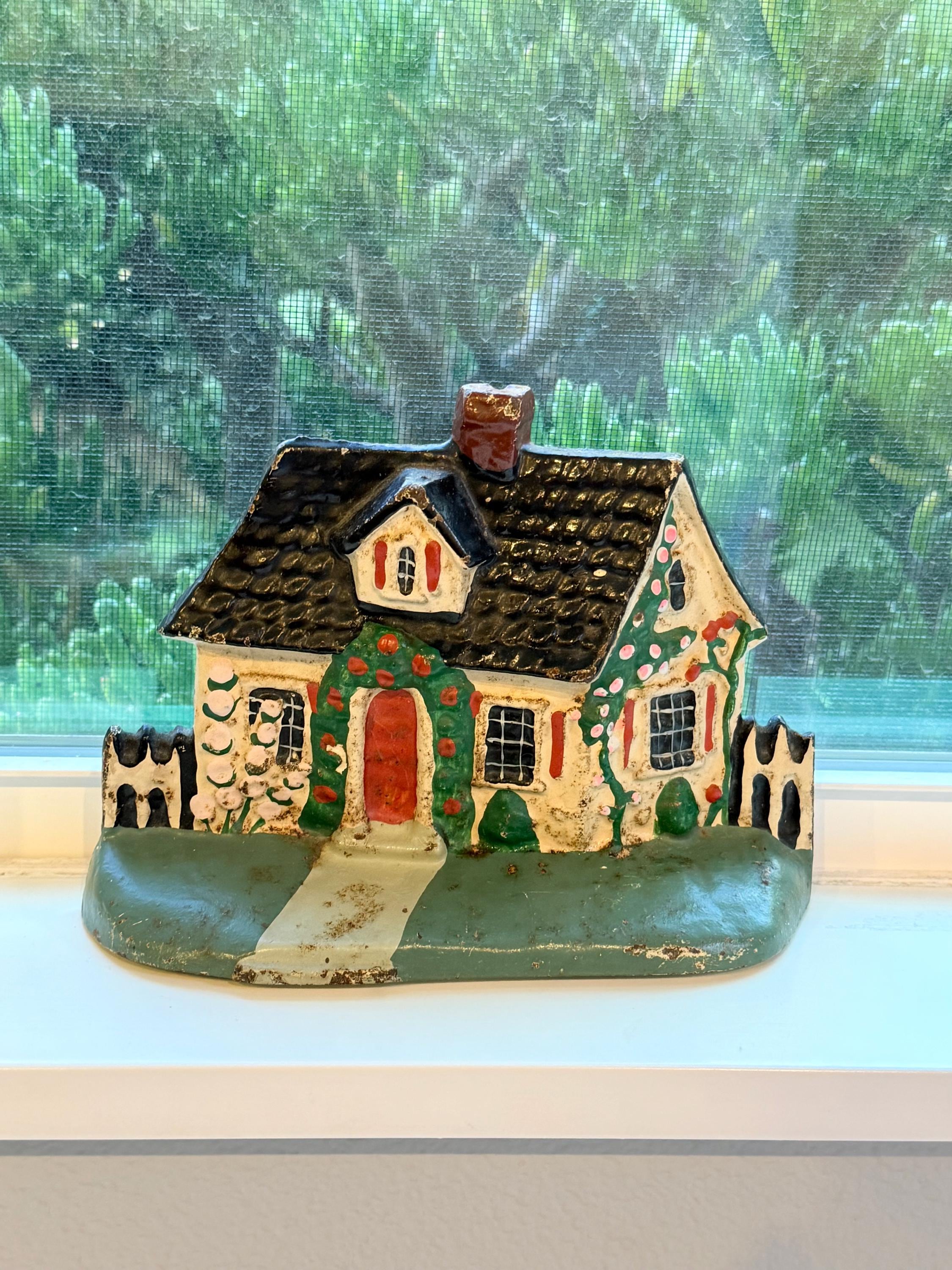 Vintage cast iron door stop antique birds decor Victorian home English cottage Antique Victorian Cast Iron Figural Traditional Cottage  main image 4