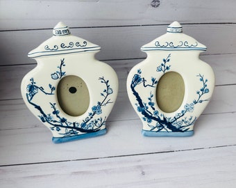 Pair Of Ginger Jar Photo Frame--Blue and White Photo Frame--Chinoiserie Photo Frames