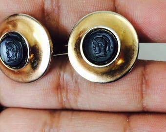 Boutons de manchette - gladiateur romain vintage Carved Cameo