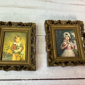 Vintage par miniatyrbilder i inramad form - Miniatyrbilder i inramad form
