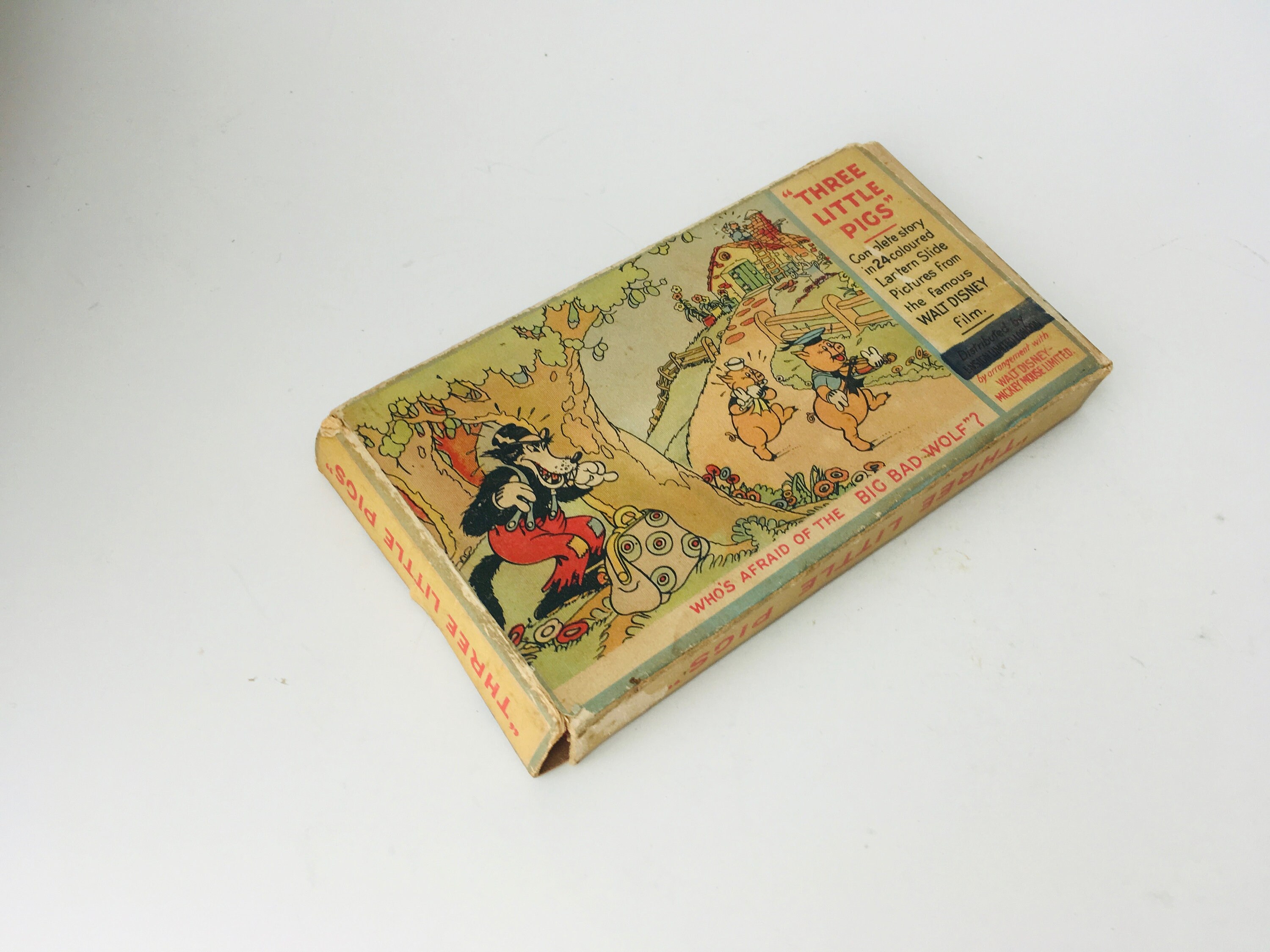 1930年代の「三匹の子豚」カラーランタンスライド写真ウォルト