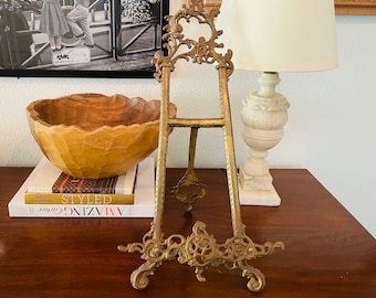 Extra Large Photo Easel Solid Brass--Ornate Brass Art Easel