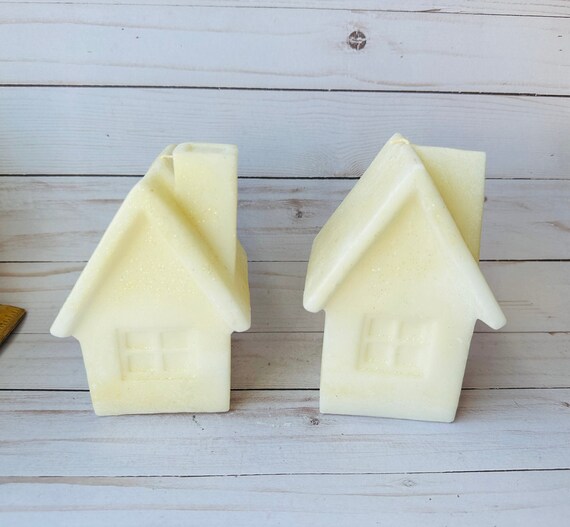 Vintage Figural Christmas Candles--House Shaped Candles