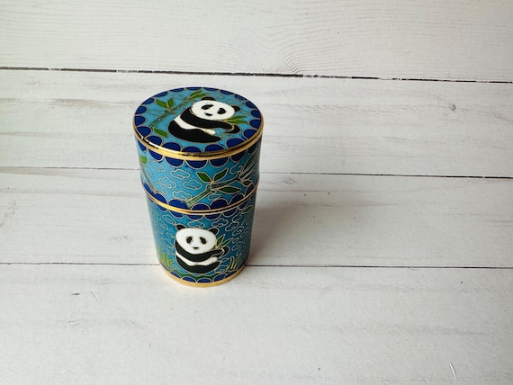 Mini Cloisonne Box--Panda Cloisonne Lidded Jar--Panda