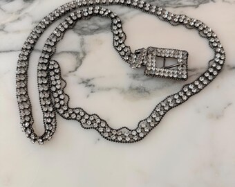 Cintura vintage con strass - Accessori vintage con strass - Cintura vintage in metallo - Cintura glamour - Vecchia Hollywood - Cintura con strass