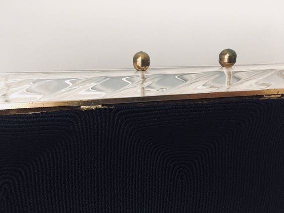 Vintage 1940s Black Corde Clutch - image 6