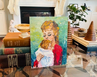 Vintage Original Portrait--Mother And Child Portrait