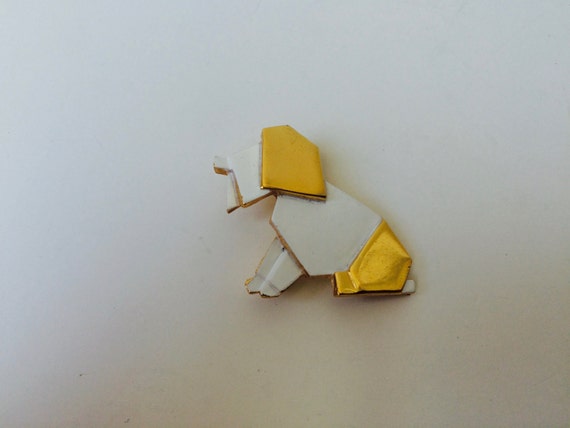 Origami Dog Pin Brooch By Trifari