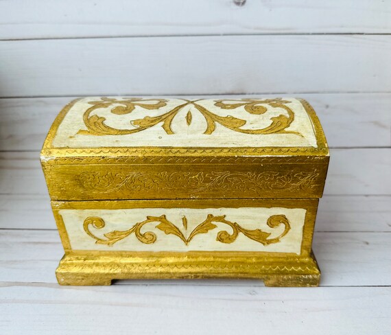Vintage Florentine Box--Domed Florentine Jewelry Box