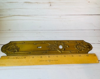 Antique French Brass Door Plate--Antique French Brass Push Plate--Antique French Door Hardware