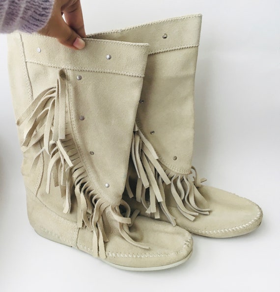 Fringe Moccasin Boots Womens
