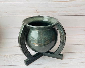 Handmade Art Pottery Tripod Vase--Modern Design Pottery Vase--Atomic Design Pottery
