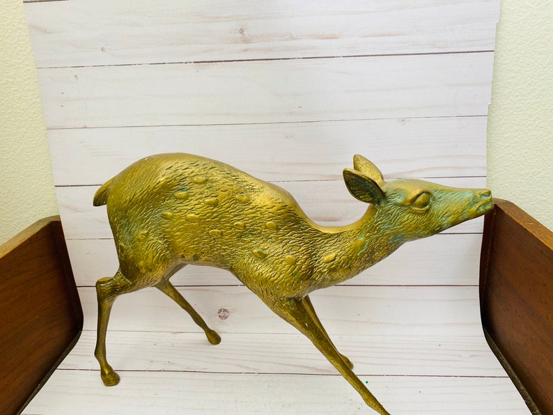 Large Brass Deer Brass Animal Etsy