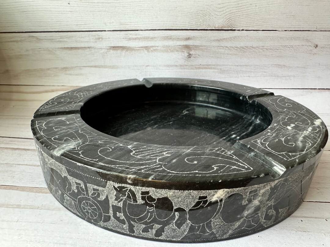 Black Marble Ashtray marble Trinket Dishmarble Ashtray With Etched