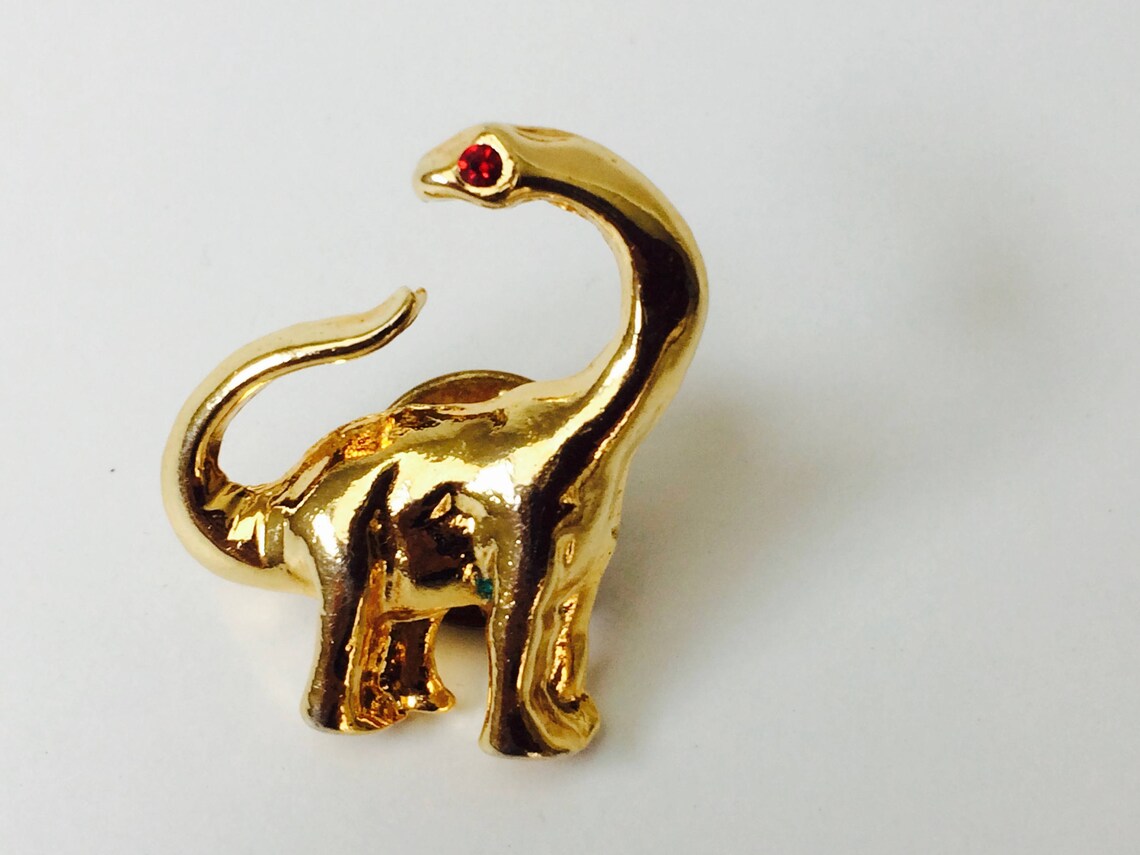 Vintage Mini Gold Tone Dinosaur Pin | Etsy
