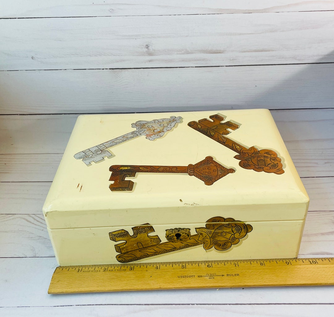 Vintage Jewelry Box With Mirror Etsy