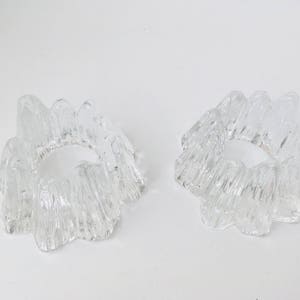 Glass Candleholders, Pair of Mid-Century Modern Nybro Sweden Volcano