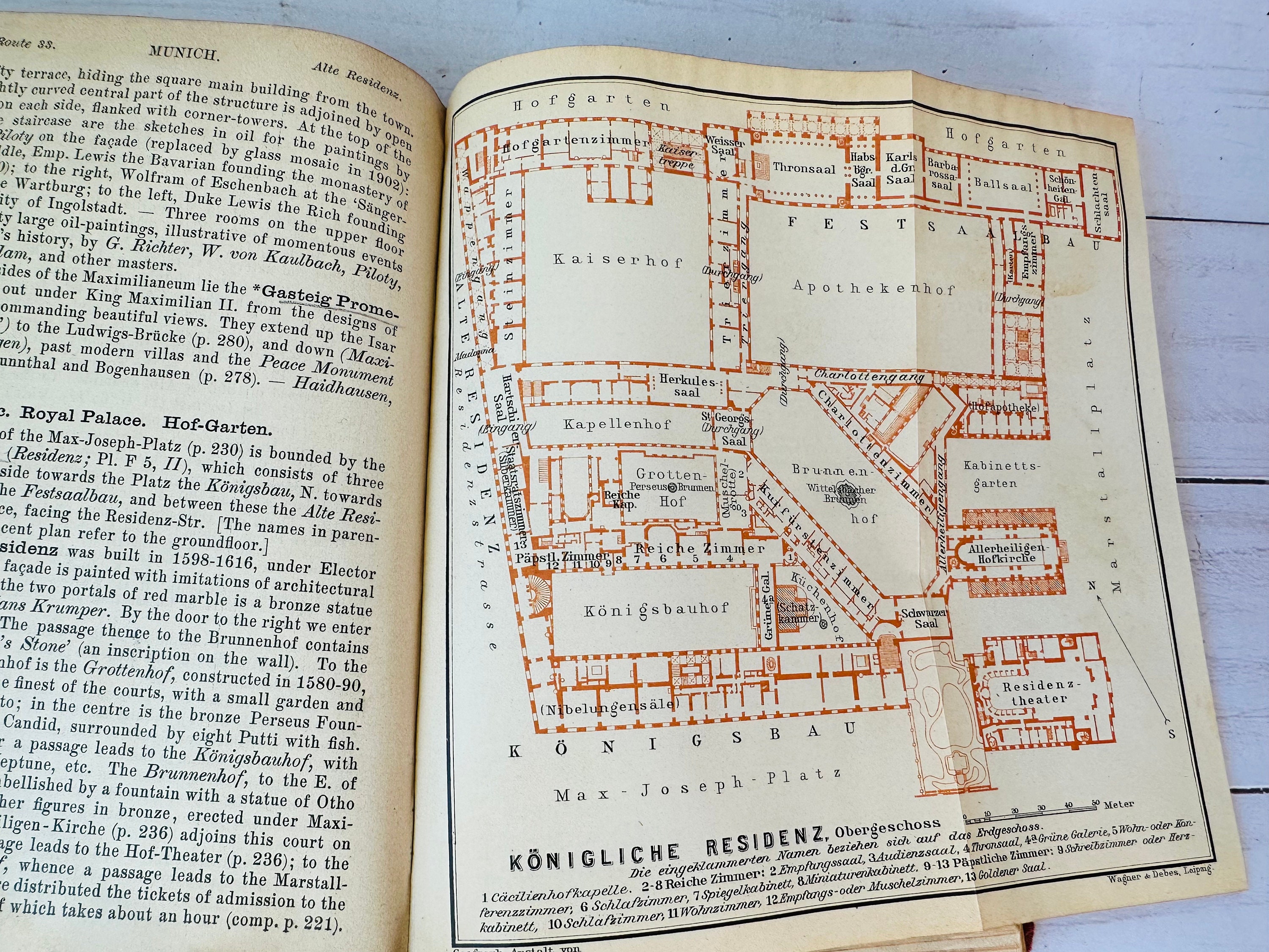 アンティーク 1910 ベデカーのガイドブック 南ドイツ - アンティーク
