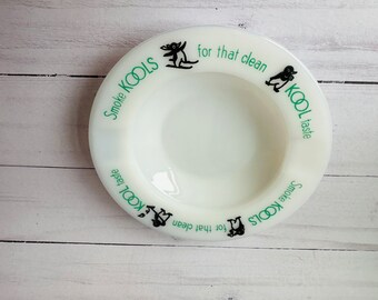 Vintage French Opalex Ashtray--Vintage Kools Cigarettes--Vintage Opalex Ashtray--Milk Glass Ashtray