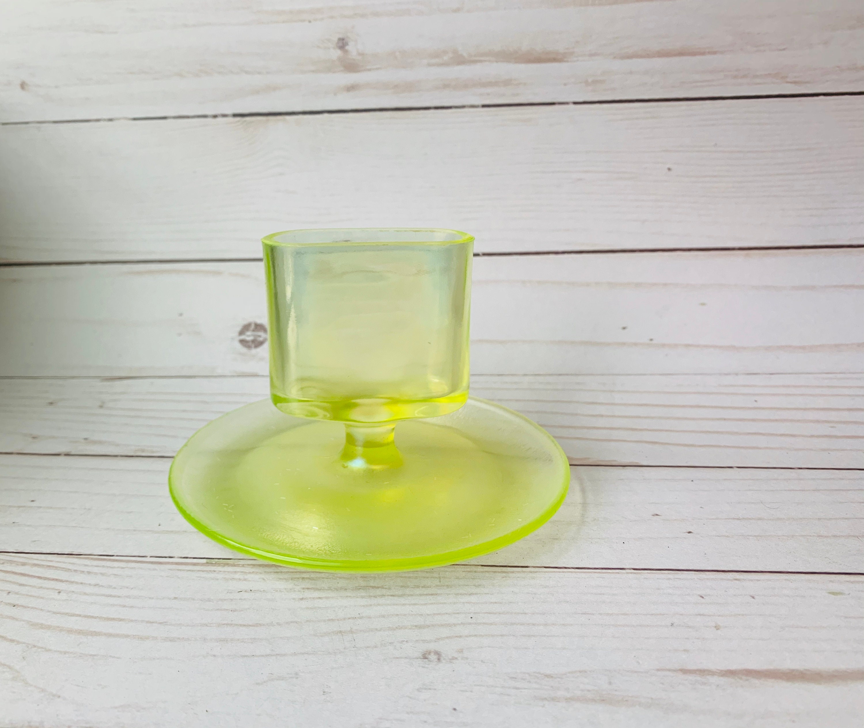 Vintage Yellow Glass Ashtray With Matchbox Holder Glam Etsy