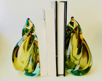 Colorful Glass Bookends, Vintage