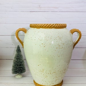 Vaso urna smaltato bianco vintage Made in Italy di Bellini - Vaso in terracotta italiano - Vaso urna