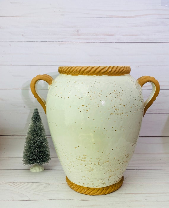 Vintage Made in Italy By Bellini White Glaze Urn Vase--Italian Clay Pot--Urn Vase