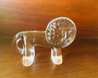 Clear Glass Lion Figurine