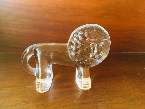 透明ガラスのライオンの置物 - Etsy 日本