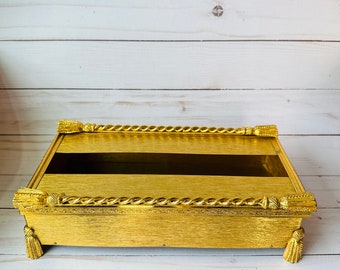 Vintage Gold Rope & Tassels Rectangular Tissue Box Holder