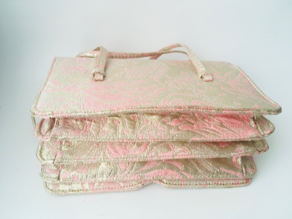 Vintage Pink & Gold Brocade Jill Stuart Handbag - image 8