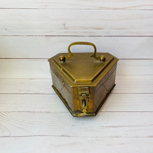 Vintage Brass Box--Hexagonal Bras Box--Diamond Shaped Box