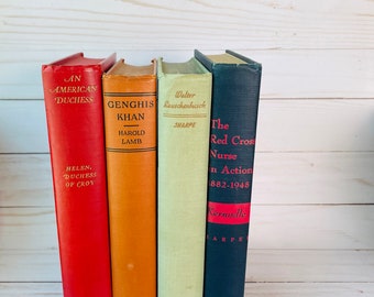 Vintage Set Of Rainbow Books--Set of Decorative Colorful Books