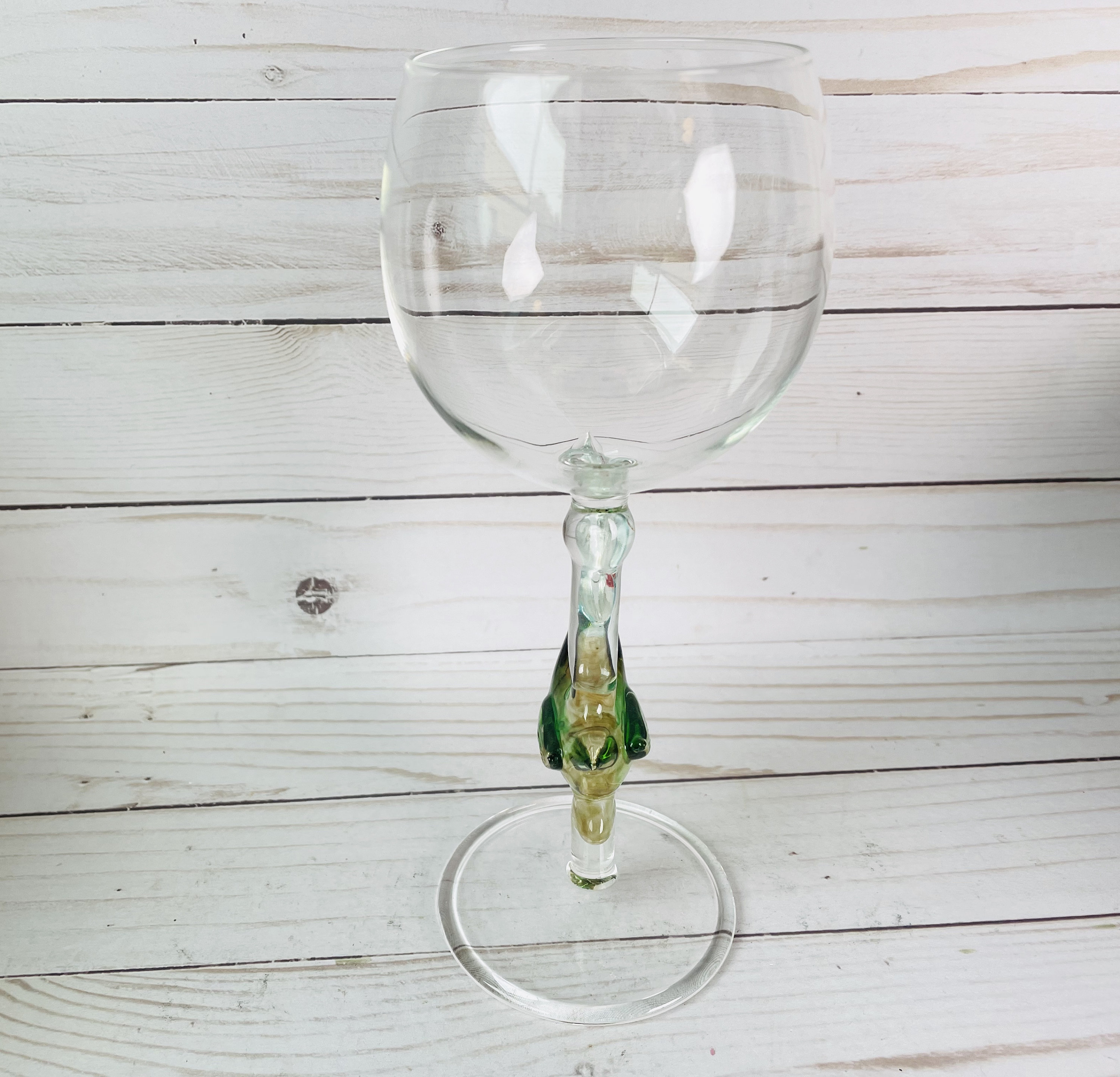 Handblown Wine Glass With Fancy Stem--Nautical Barware--Beach Wedding Wine  Glasses--Unique Bar Glasses