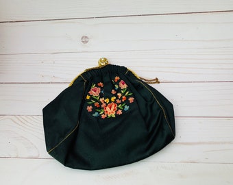Vintage Made In France Embroidered Handbag