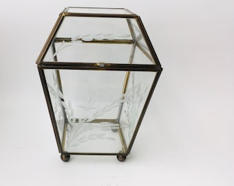 Vintage Brass & Glass Jewelry Box