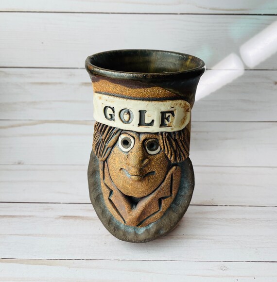 Vintage Face Mug--Vintage Stoneware Mug--Golf Mug