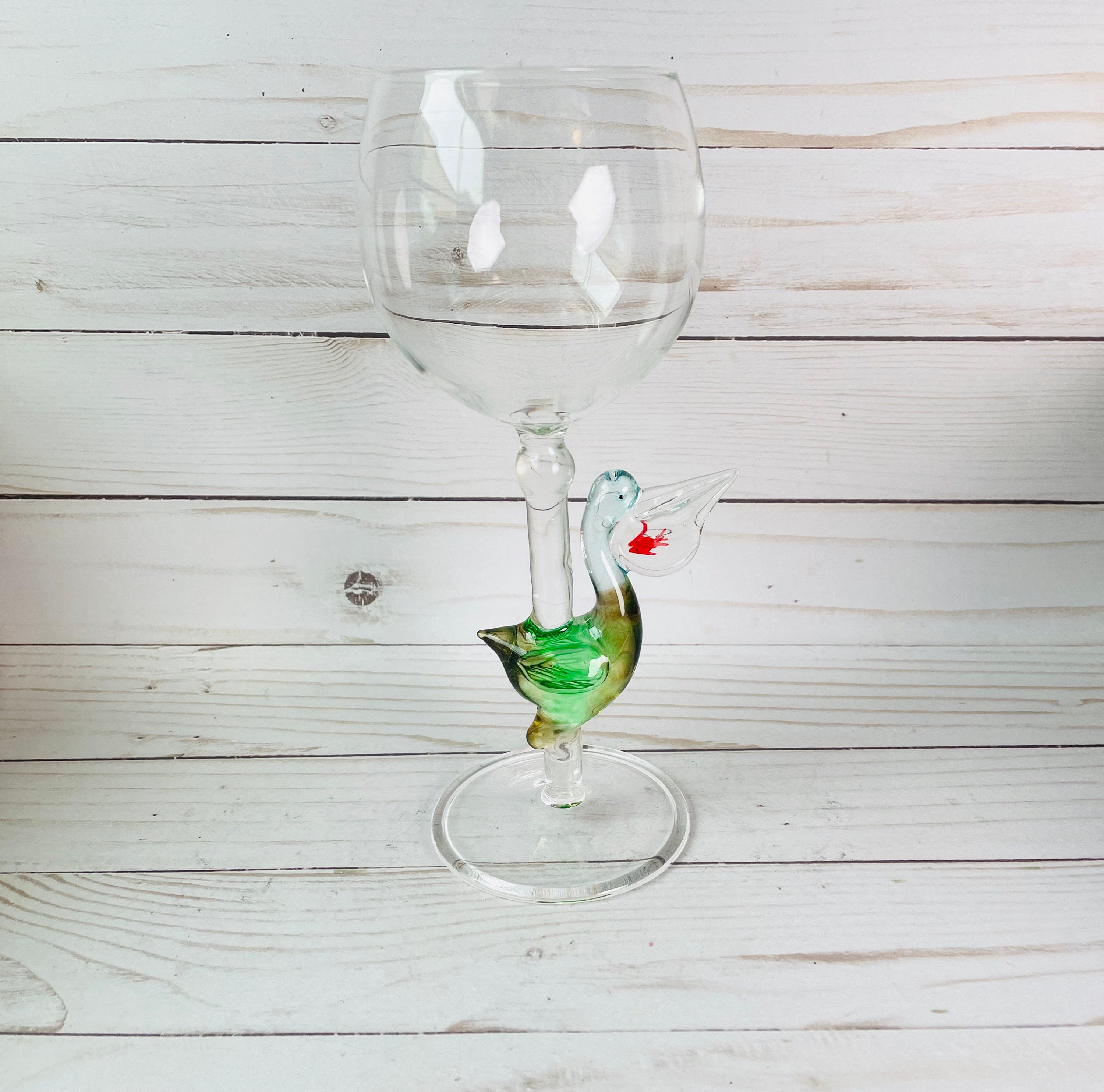Handblown Wine Glass With Fancy Stem--Nautical Barware--Beach