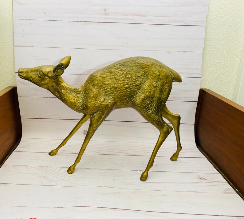 Large Brass Deer Brass Animal Etsy