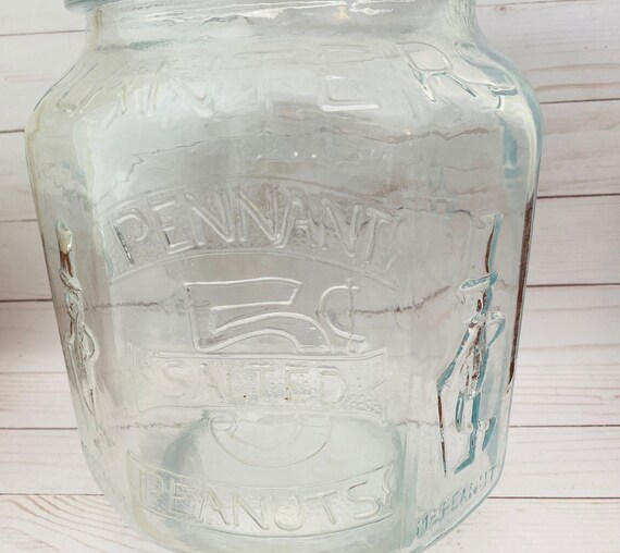 Glass Jar, Vintage Planters Peanuts Octagonal