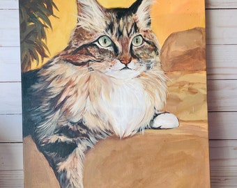 Cat Original Cat Painting- Hand Painted Cat Portrait