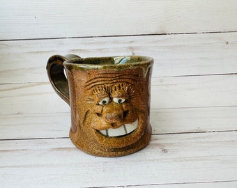 Face Mug-- Vintage Stoneware Mug