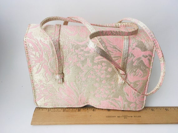 Vintage Pink & Gold Brocade Jill Stuart Handbag - image 4