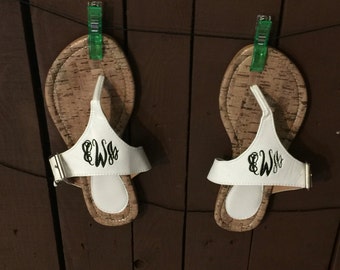 Monogrammed flip flops