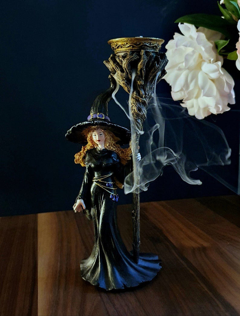 Cone Backburner Incense Burner Witch Figurine Altar Incense Etsy