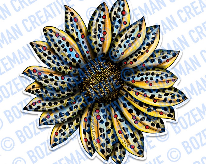 Flower (Brown Trout)- Fly Fishing Sticker