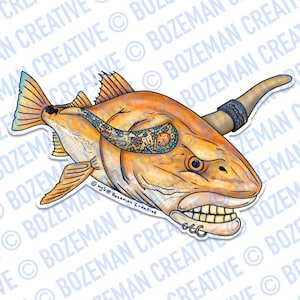 Red Bull Fish -  Fly Tying Sticker