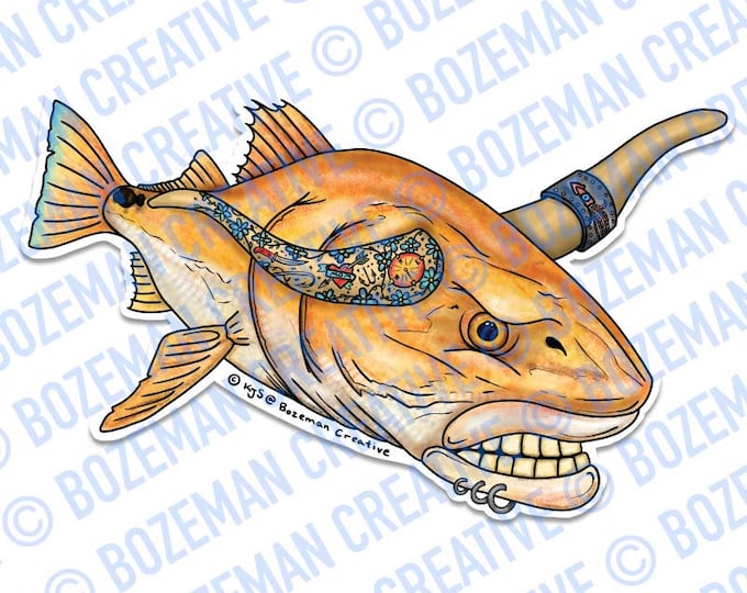 Red Bull Fish -  Fly Tying Sticker